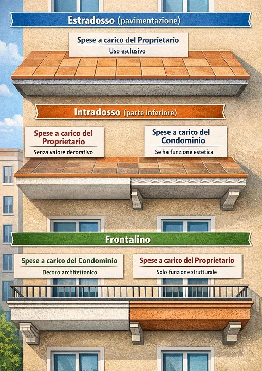 Spese di risistemazione del balcone aggettante in condominio