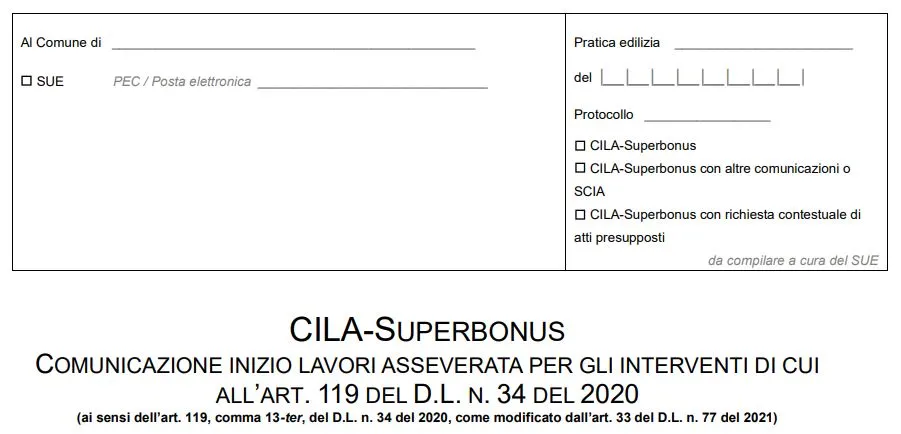 modello cila superbonus