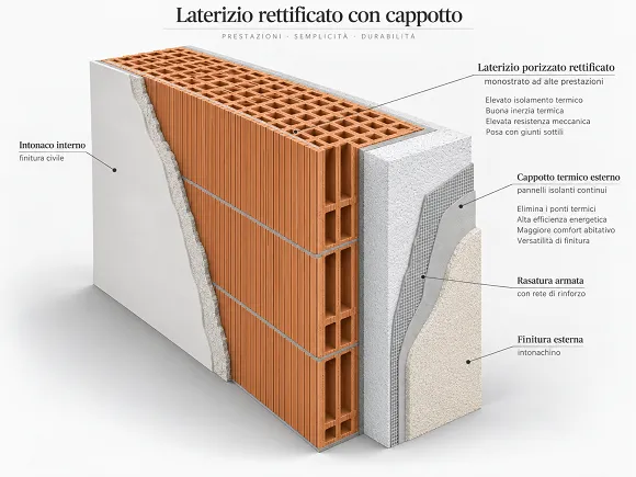 muratura con blocco laterizio e cappotto termico