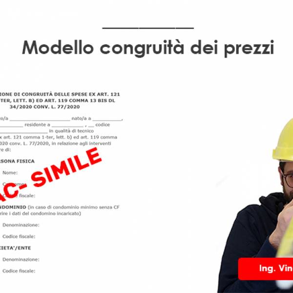 Modello congruità dei prezzi bonus ristrutturazione, ecobonus facciate